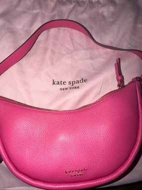 kate spade Pink Pebbled Leather Crescent Shoulder Bag